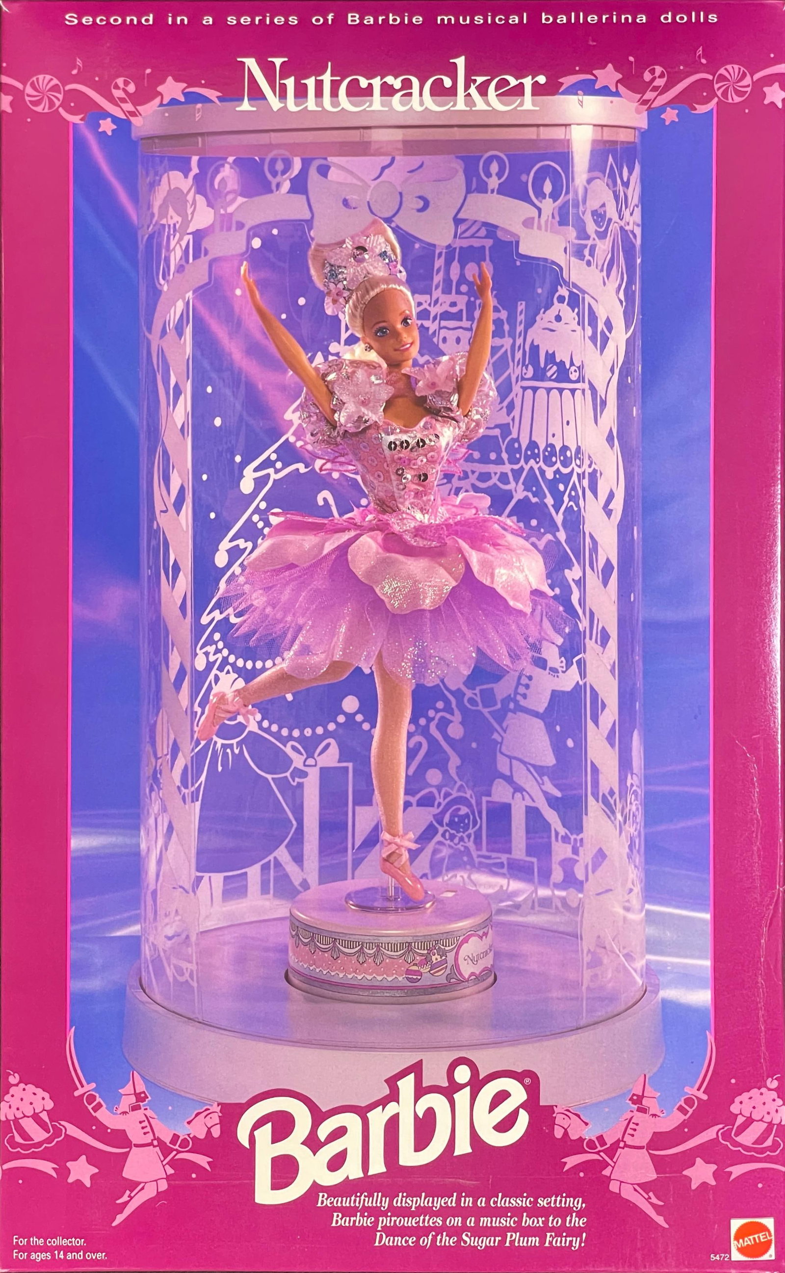 Vintage Nutcracker Barbie Musical Ballerina Doll, 2nd in Series (NFRB): Vintage Limited Ed. Nutcracker Barbie Musical Ballerina Doll, 1991 (Barbie 5472-9993). Second Doll in the Series of Barbie Musical Ballerina Dolls. Mint Condition, NRFB. This collectible Barbie Doll w