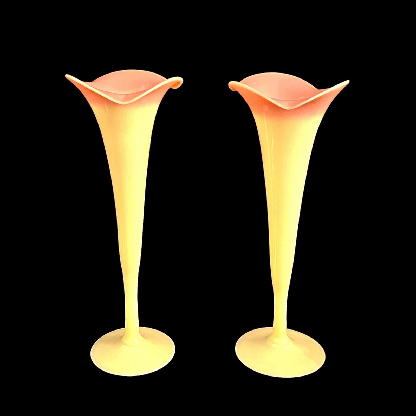 Pair of Mount Washington Burmese Glass Vases c. 1885 (1 of 1)