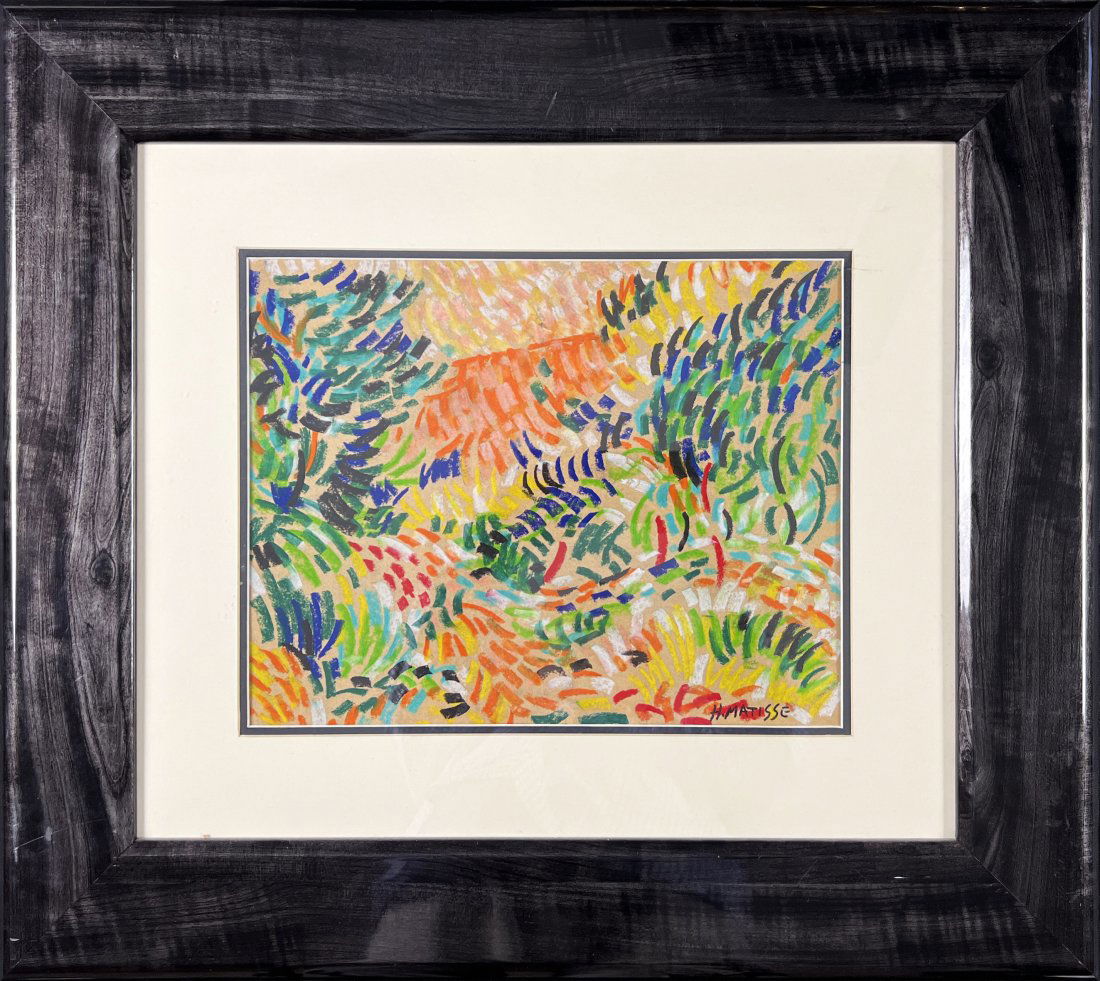 Fauvism Mixed Media Landscape After Henri Matisse / Andre Derain BOATS AT COLLIOURE: Original Fauvism Mixed Media Landscape After Henri Matisse / Andre Derain entitled BOATS AT COLLIOURE | Mixed Media on Paper | Hand signed by the artist in lower right corner "H. Matisse" | Matted and