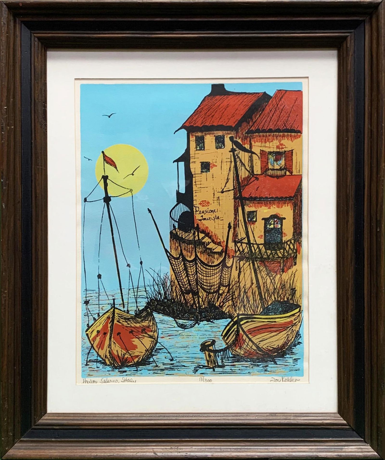 Joy Kohler Ltd Ed Serigraph HARBOR SALERNO, ITALY (1 of 3)