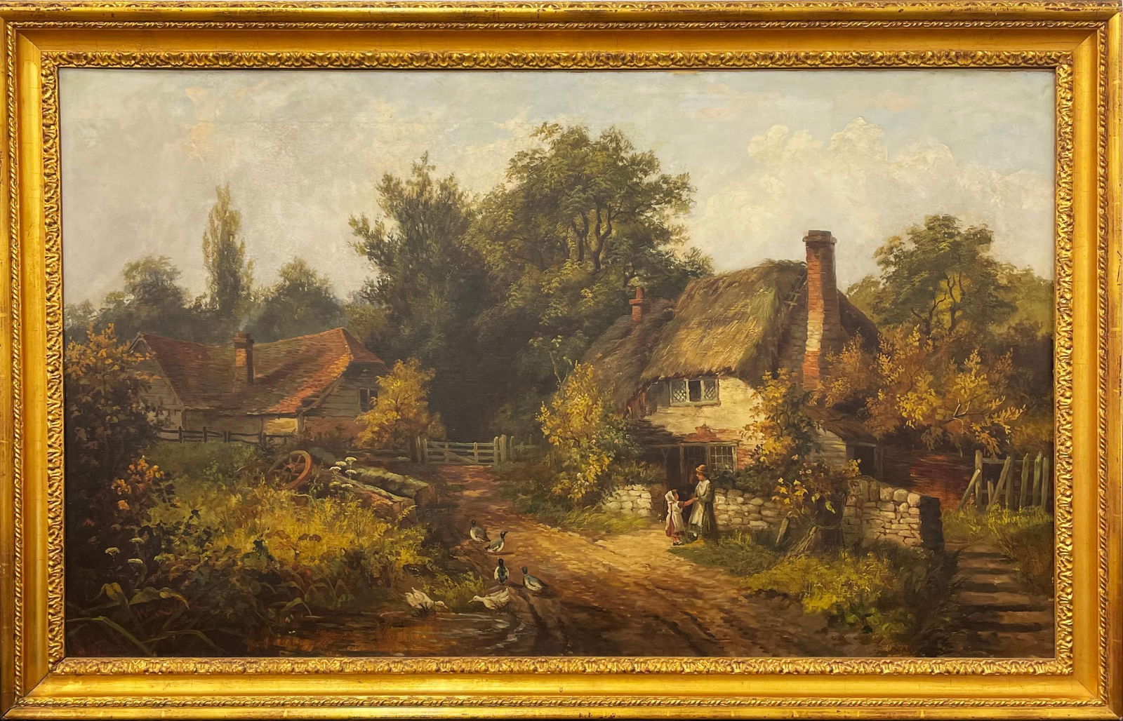 William R. Stone 19th c. British Figural Landscape Oil Painting (1 of 3)