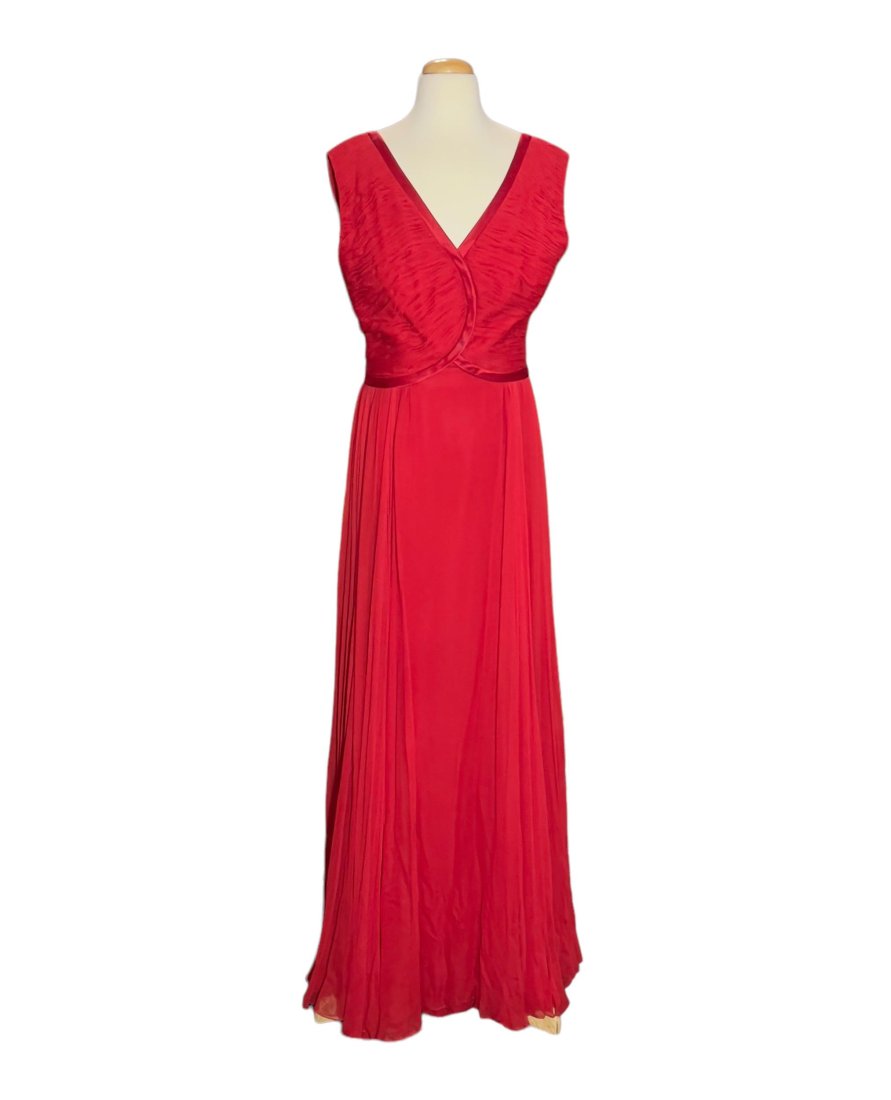 Original Vintage Malcolm Starr Red Beaded Evening Gown / Dress (1 of 1)