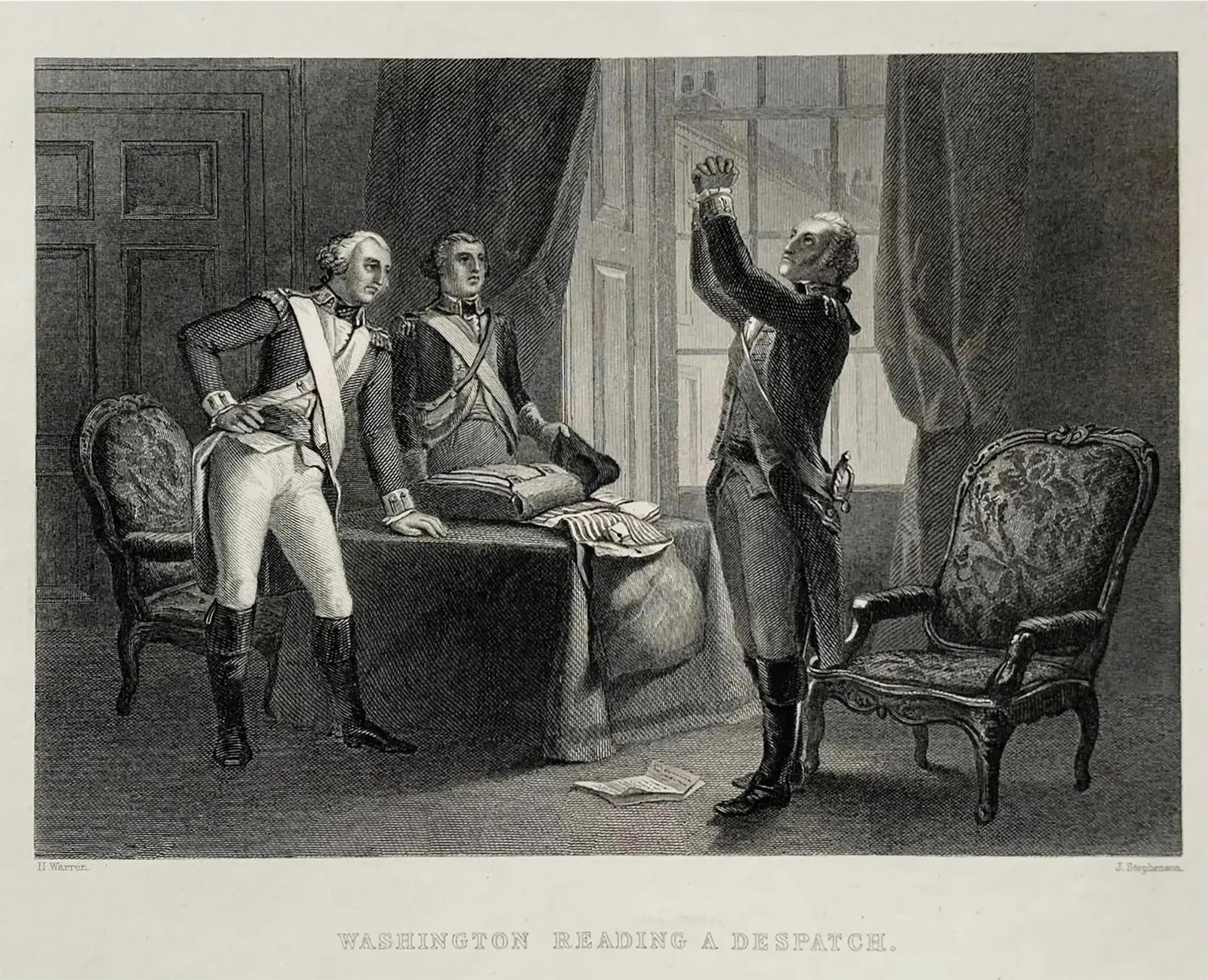 Antique Engraving of General George Washington Praying (Revolutionary War) (1 of 1)