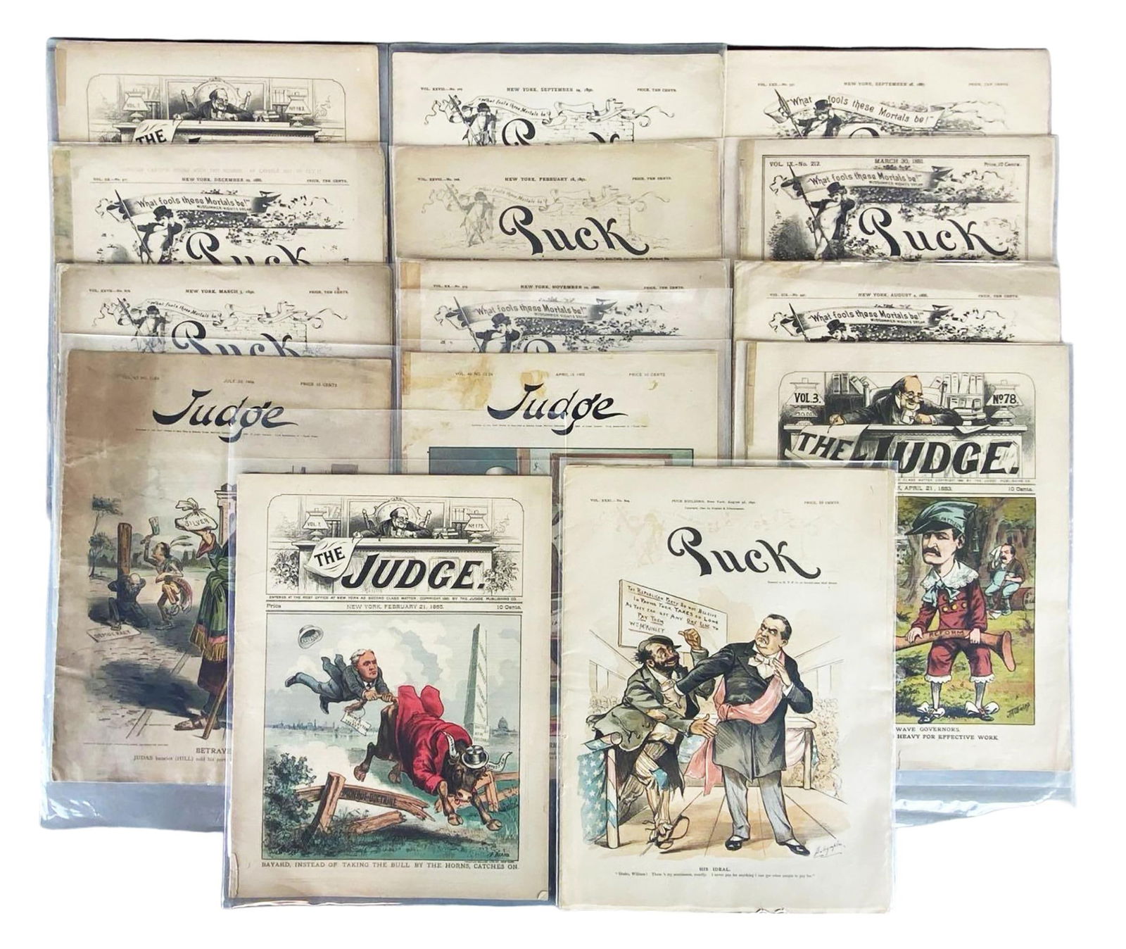 Collection of 14 Antique Political Magazines: THE JUDGE & PUCK (1 of 4)
