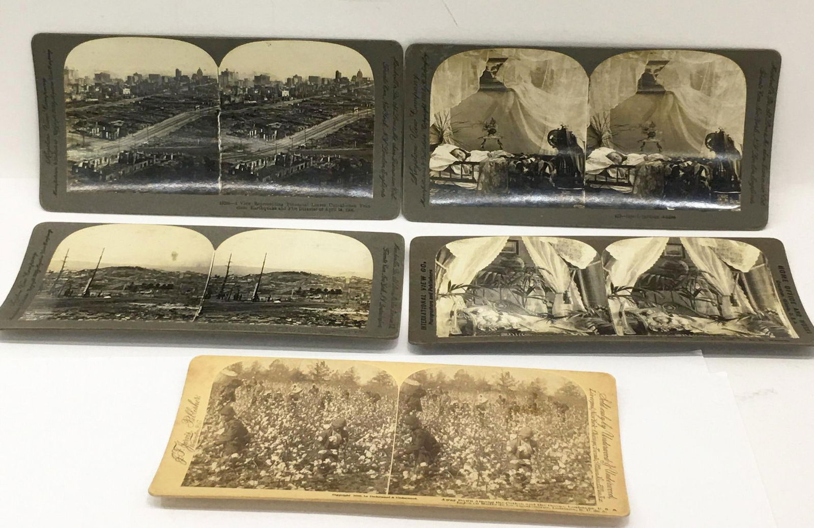 Set of 5 Antique Stereo Optic View Cards (1 of 1)