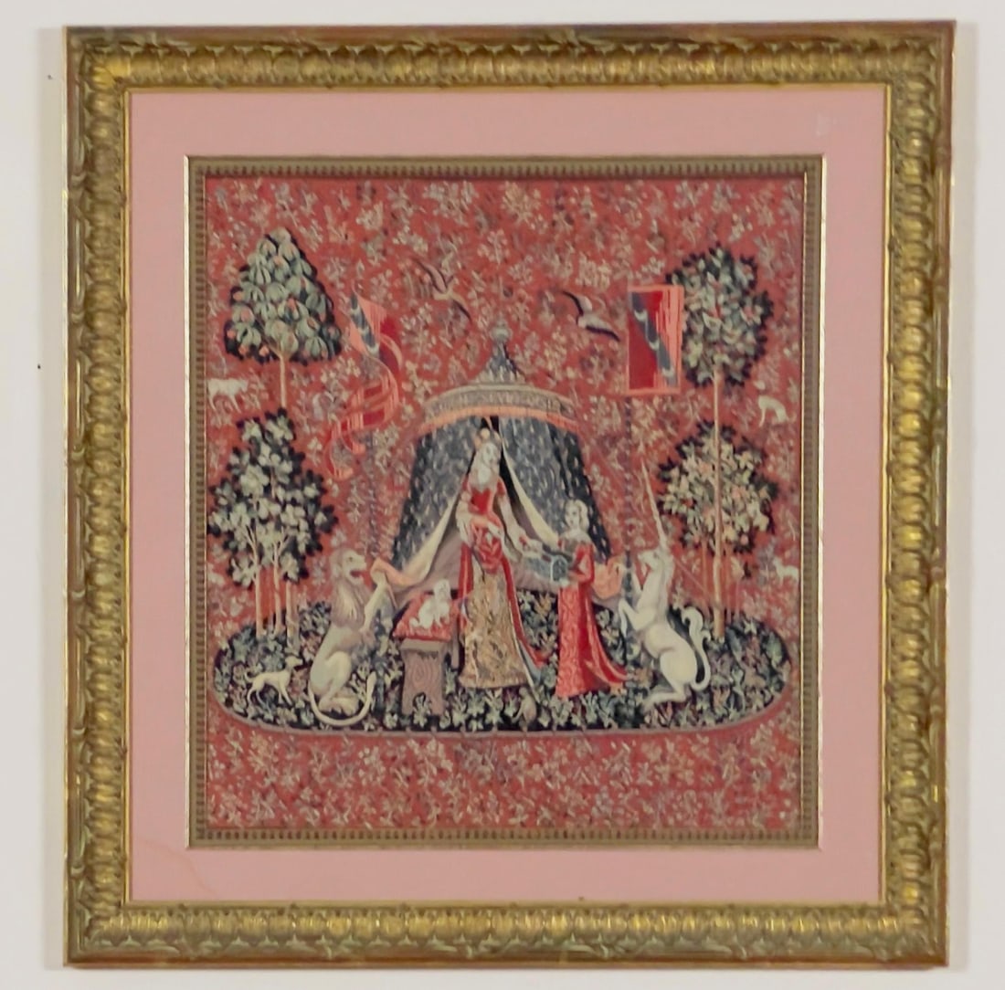 Framed Handmade French Jacquard Tapestry A MON SEUL D?SIR (1 of 4)