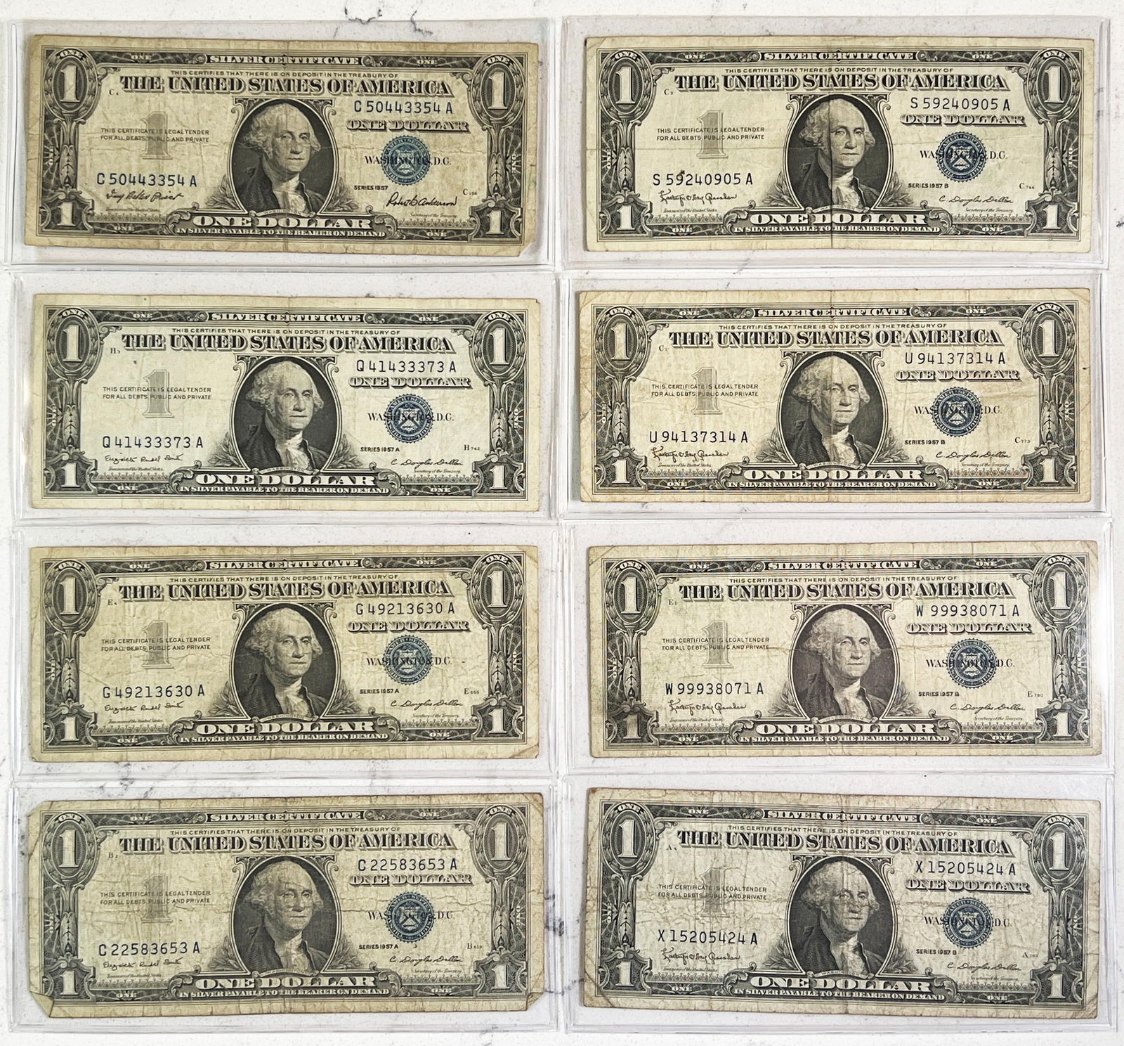 Set of 8 Silver Certificate $1 Bank Notes (1 of 2)