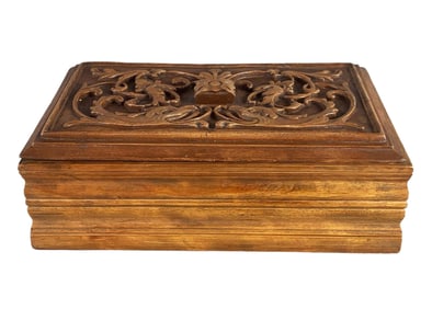 Antique Carved Wood Dresser Box