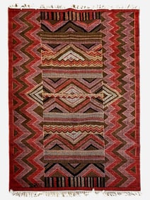 Vintage Swedish Signed Rollakan Wool Rug