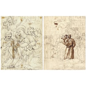 18th c. Figural Ink Study on Laid Paper