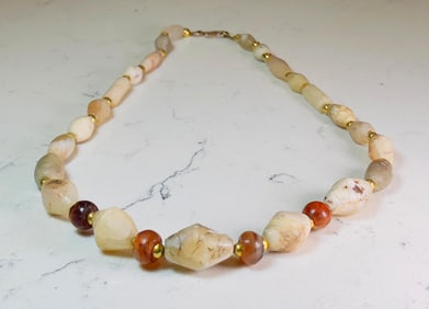 Ancient Roman Agate Stone Beaded Necklace