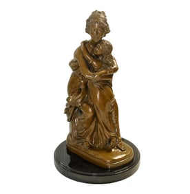 Antique Dominique Alonzo Bronze Sculpture MOTHER & CHILD