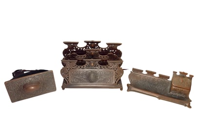 Antique JB Jennings Brothers 3 Piece Bronze Desk Set