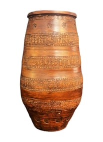 Large Handmade Greek Minoan Ceramic Jar w/ Stand