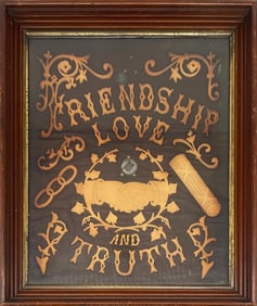 Antique 19th c. Odd Fellows Hand Carved Wood Sculpture