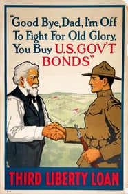 Original WWI Bond Poster ?Good Bye Dad,I?m to Fight for Old Glory? by Lawrence Harris,1918