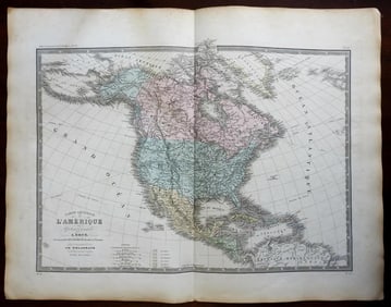 Antique Civil War Era U.S. / North America Hand-Colored Map