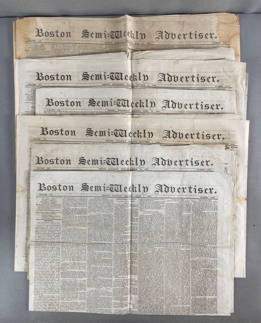Collection of 6 Civil War Dated Boston Newspapers (1 of 3)