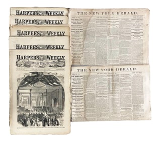 Collection of 7 Antique Civil War Dated Newspapers and Journals