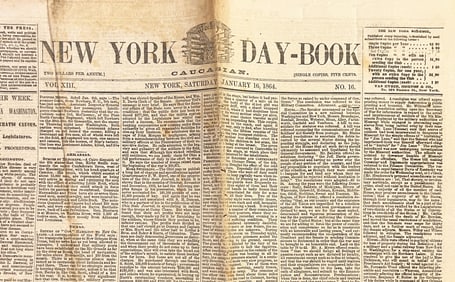 Rare Notorious Civil War Newspaper - New York Weekly Day-Book