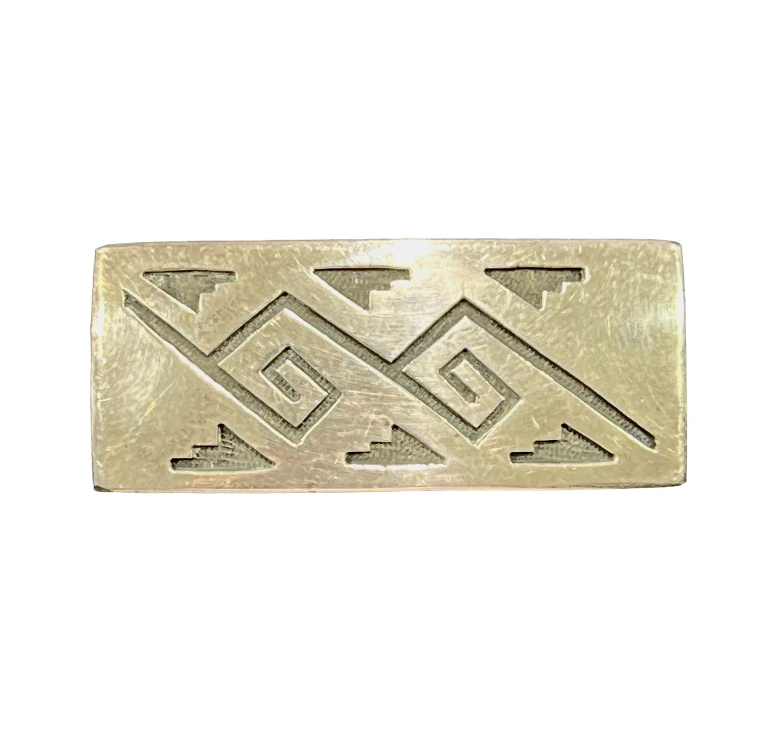 Vintage Hopi Signed Sterling Silver Overlay Belt Buckle: Vintage Hopi Signed Sterling Silver Overlay Belt Buckle. Signed on the back of the buckle with 2 representative pictograph marks or symbols: 1) Guild Mark - The Hopi Silvercraft Cooperative Guild Mark