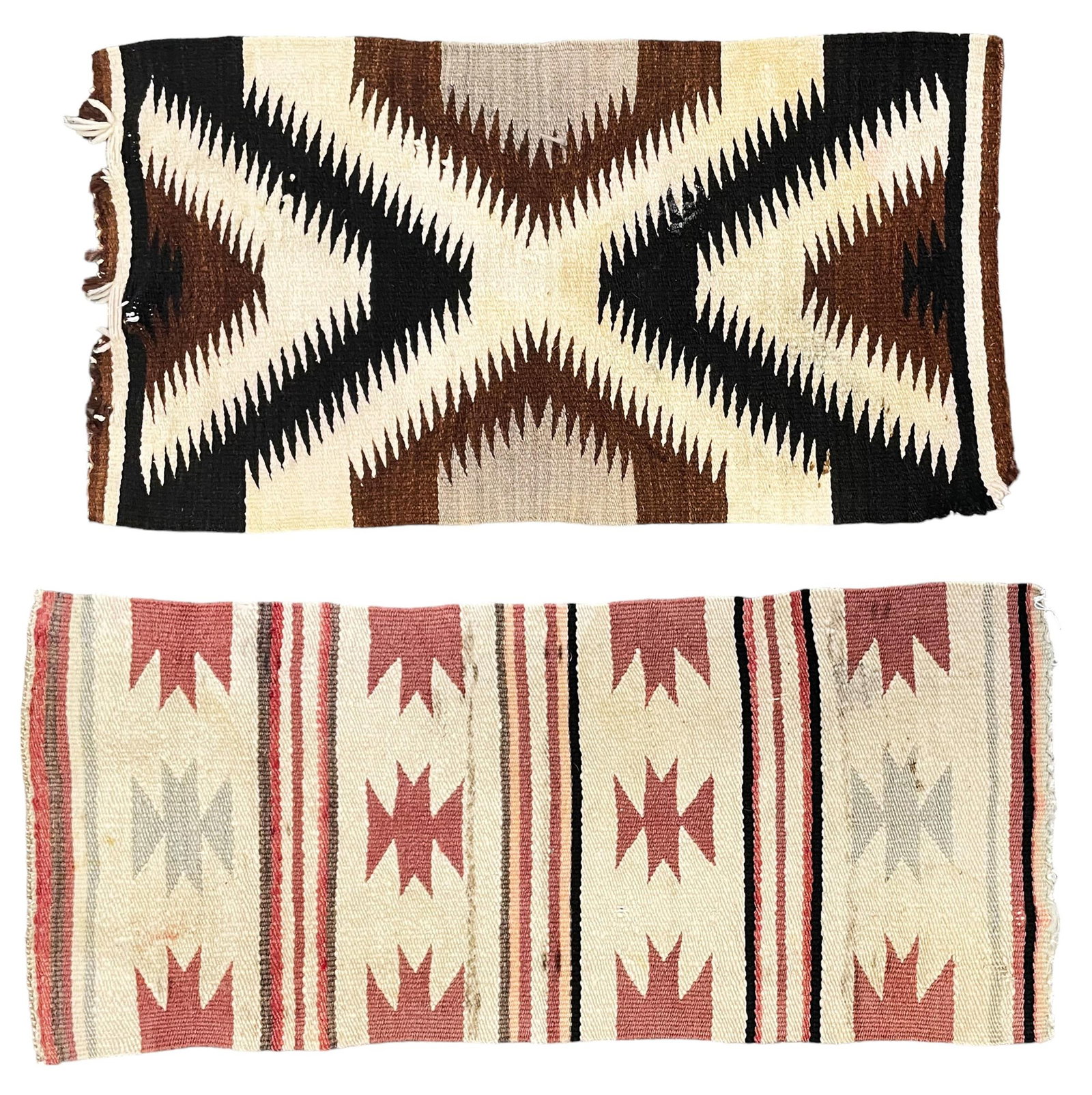 Pair of Antique / Vintage Navajo Handwoven Wool Rugs (1 of 1)