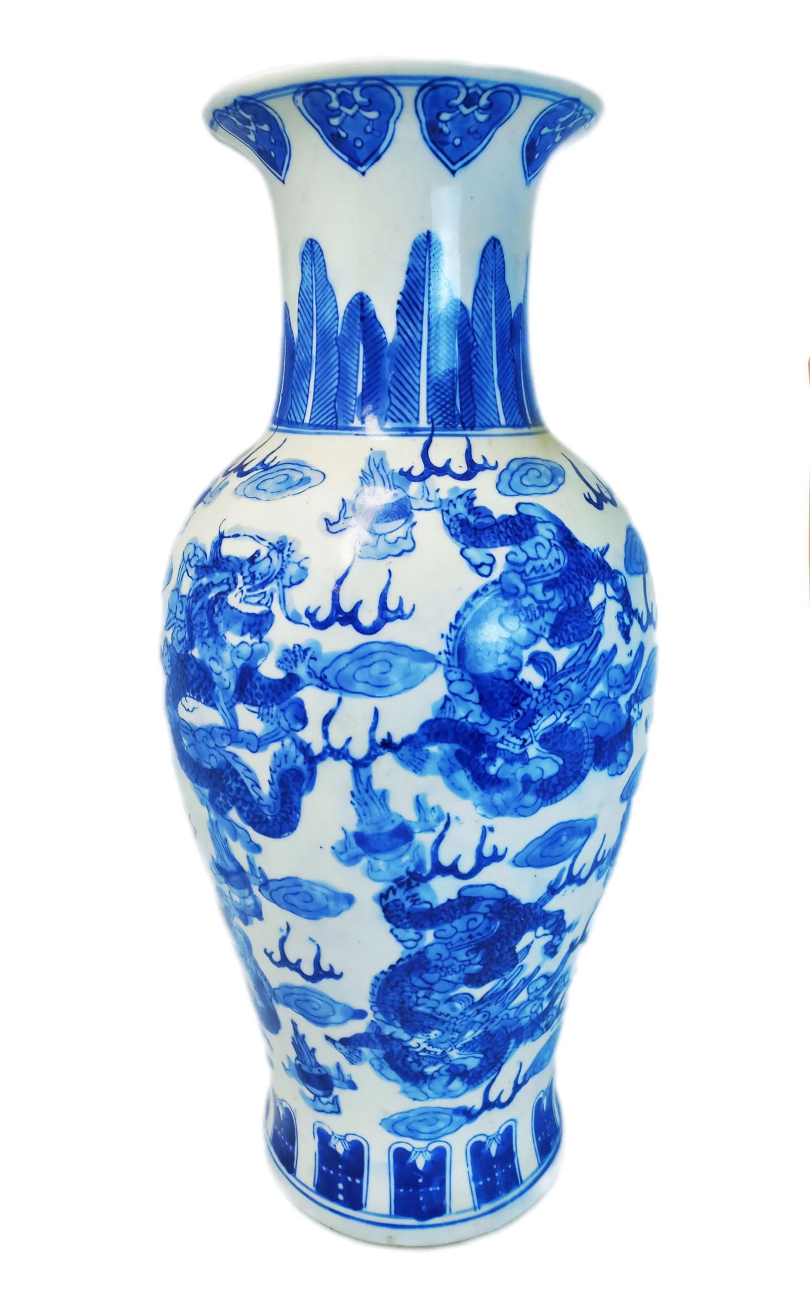 Large Antique Chinese Canton Blue on White Porcelain Vase (1 of 6)