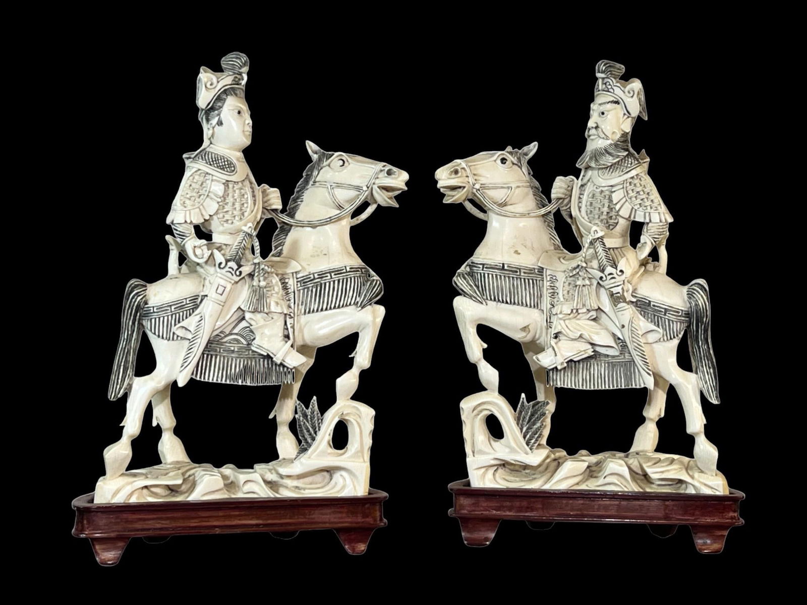 Pair of Antique Chinese Ivory Sculptured Figures (1 of 3)
