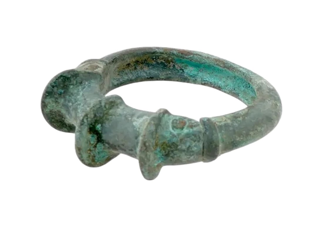 Ancient Roman Bronze Solid Cylinder Bangle Bracelet (1 of 2)