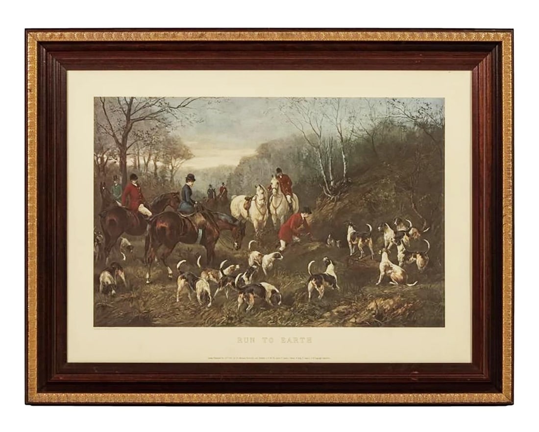 Large Colored Equestrian Engraving RUN TO EARTH After Heywood Hardy (1 of 1)