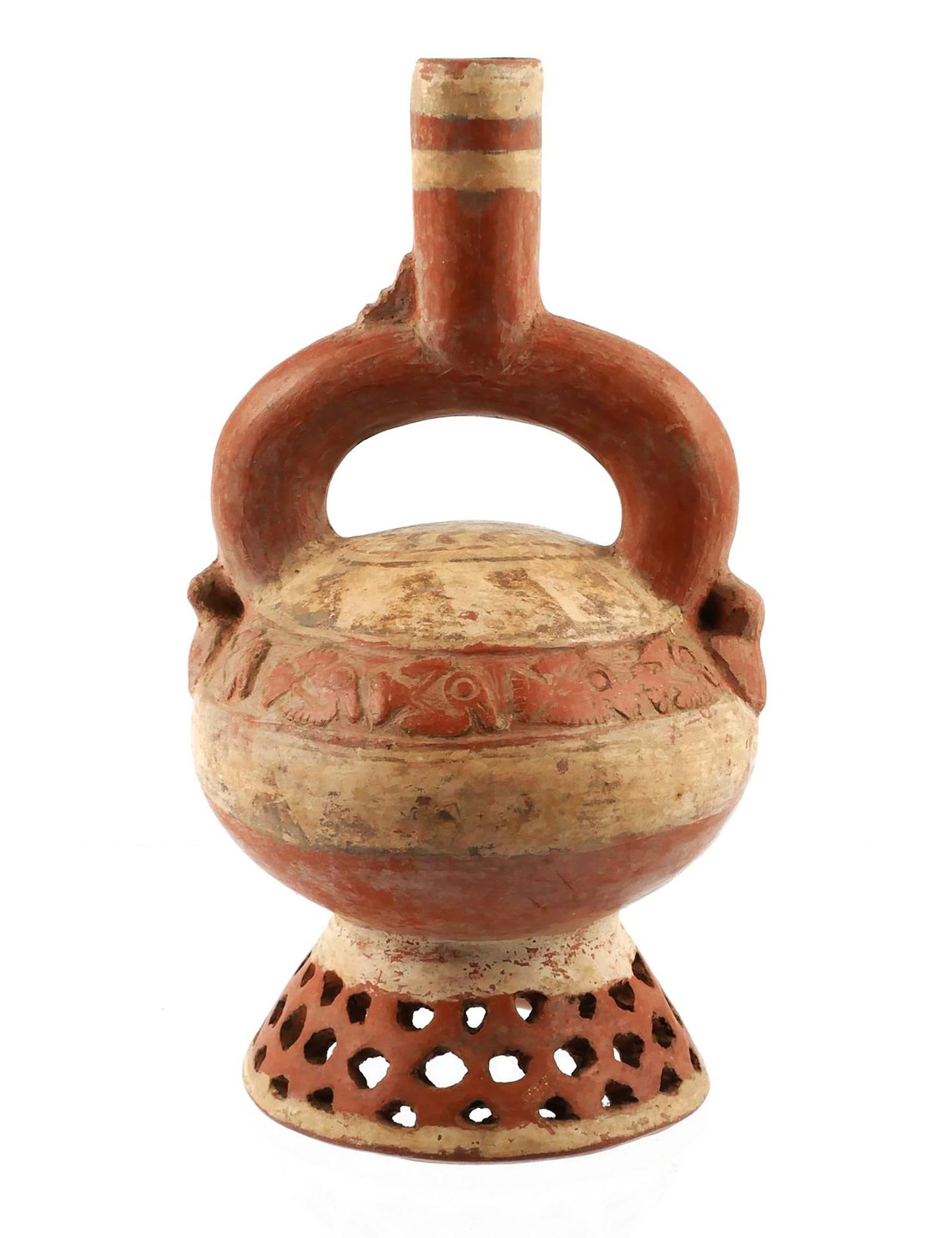 Pre-Columbian Peru, Chimu Culture, Inca Style Stirrup Bottle Vessel (1 of 1)