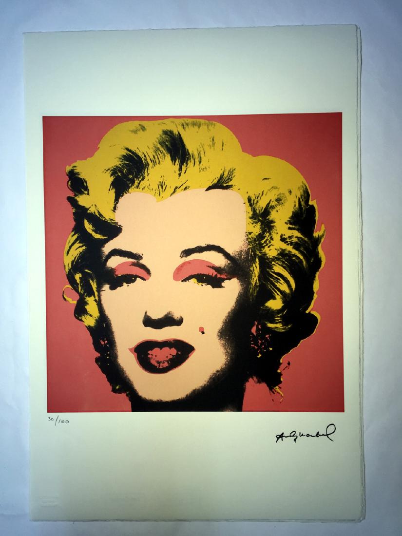 Andy Warhol (after): Lithograph Andy Warhol numbering Arab - Numbering 100 specimen- Paper size 57,3 x 38.4 cm about- Leaf uncut / illegal 4 sided weight between 180/210- Watermark on the sheet Arches France infinity- The