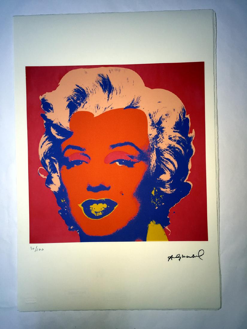 Andy Warhol (after): Lithograph Andy Warhol numbering Arab - Numbering 100 specimen- Paper size 57,3 x 38.4 cm about- Leaf uncut / illegal 4 sided weight between 180/210- Watermark on the sheet Arches France infinity- The