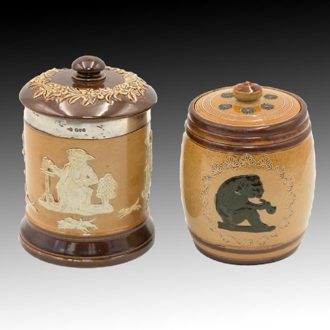 Royal Doulton 2 Stoneware Lidded Tobacco Jars (1 of 12)