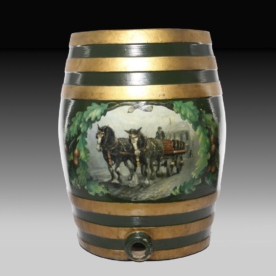 Doulton Lambeth Large Whiskey Barrel with Horses (1 of 5)