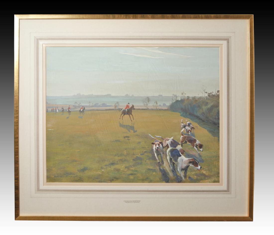 Watercolor Hunt Scene on Paper by Charles Simpson (1 of 5)