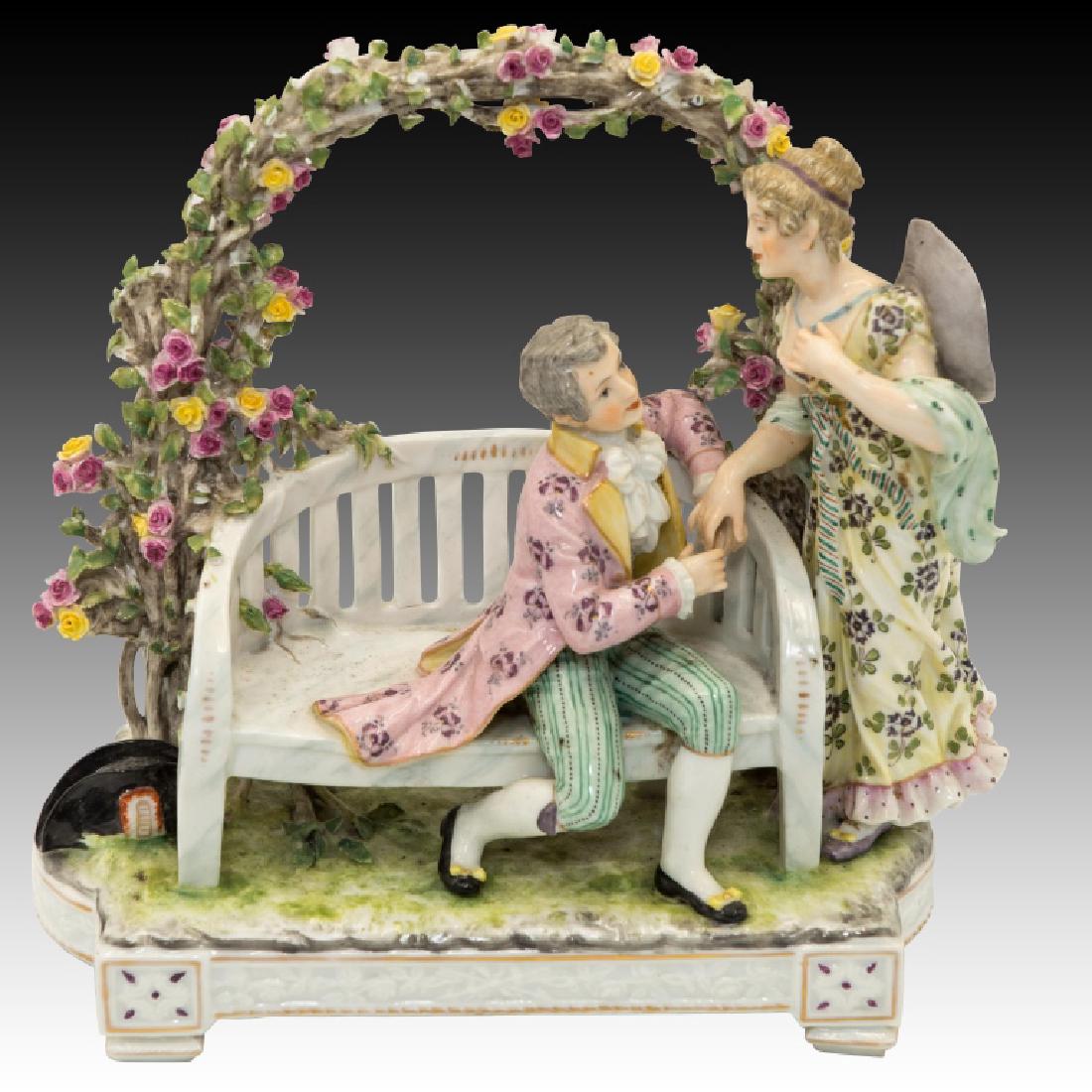 Man and Woman Courting Under Flowered Trellis (1 of 5)