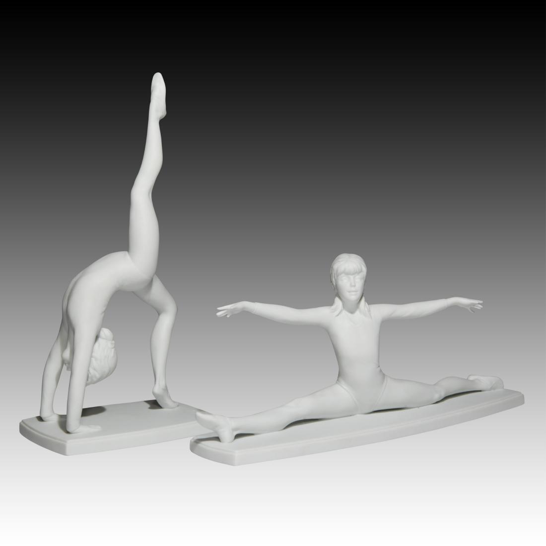 Kaiser Pair of Young Girl Gymnasts Figurines: Kaiser Pair of Young Girl Gymnasts Figurines Kaiser Pair of Young Girl Gymnasts Figurines. Matte finish Limited editions. From the Young Gymnasts Figurine Collection. Produced by Kaiser for the Hamilt