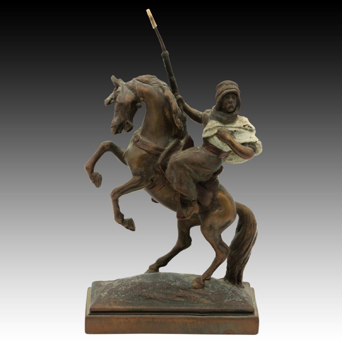 Paul Herzel Bronze Statue Arab on Horseback (1 of 6)
