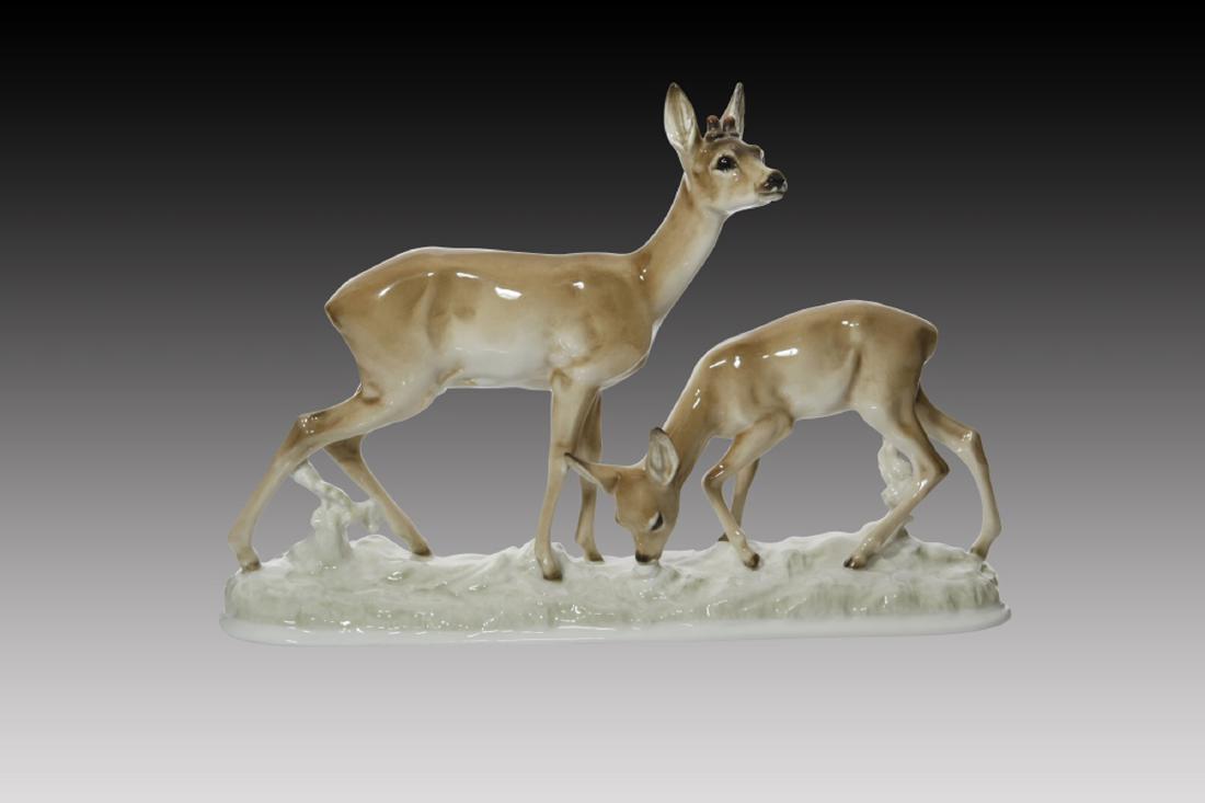 Hutschenreuther Large Group Deer Figurine (1 of 4)