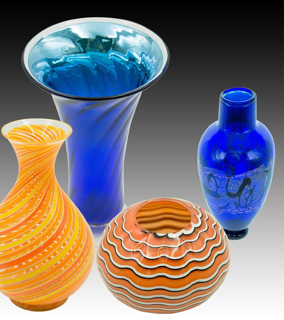 4 pc Modern Art Glass Vases M.Egan & M.Nourot (1 of 14)