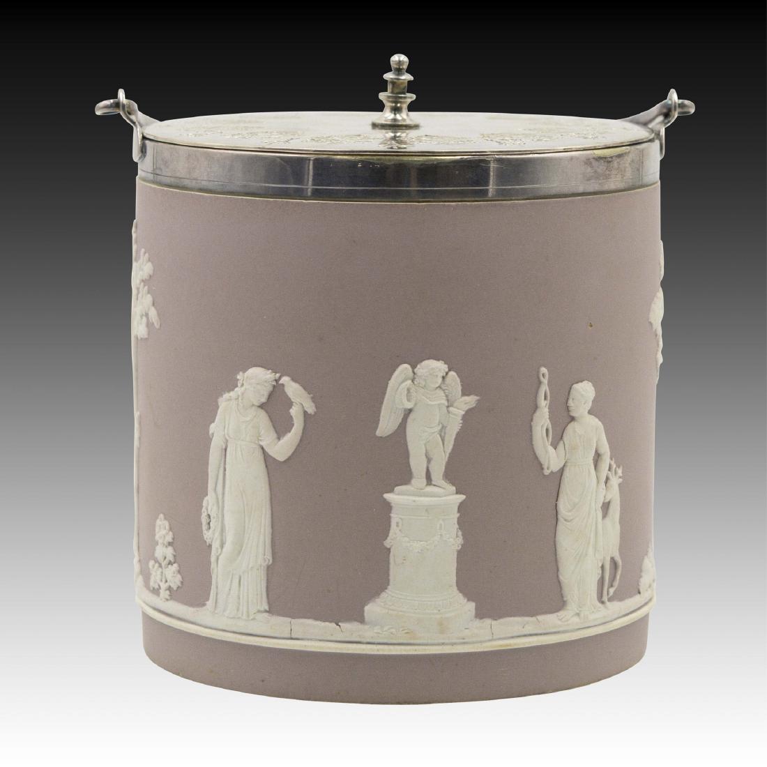 Mauve Jasperware Wedgwood Biscuit Jar / Ice Bucket (1 of 5)