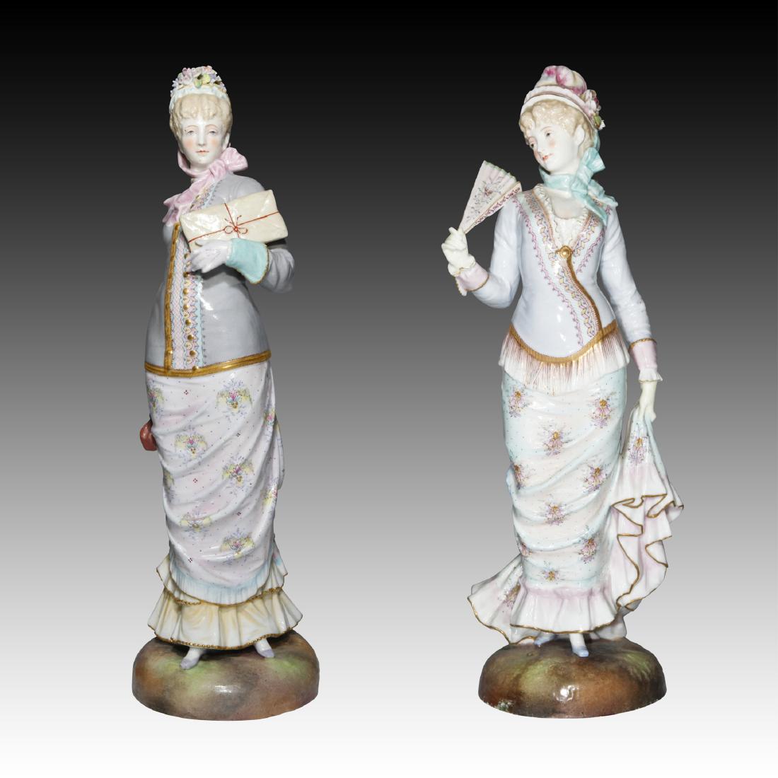 c.1878 Pair of English Ceramic Figurines Female Statues (1 of 8)