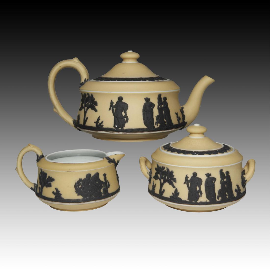 Rare Wedgwood Jasperware Black on Caramel Tea Set (1 of 6)