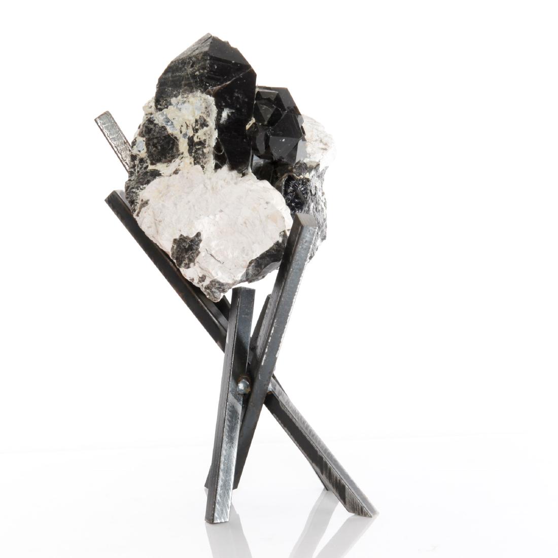Tibetan Black Quartz Crystal Cluster on Metal Base (1 of 7)