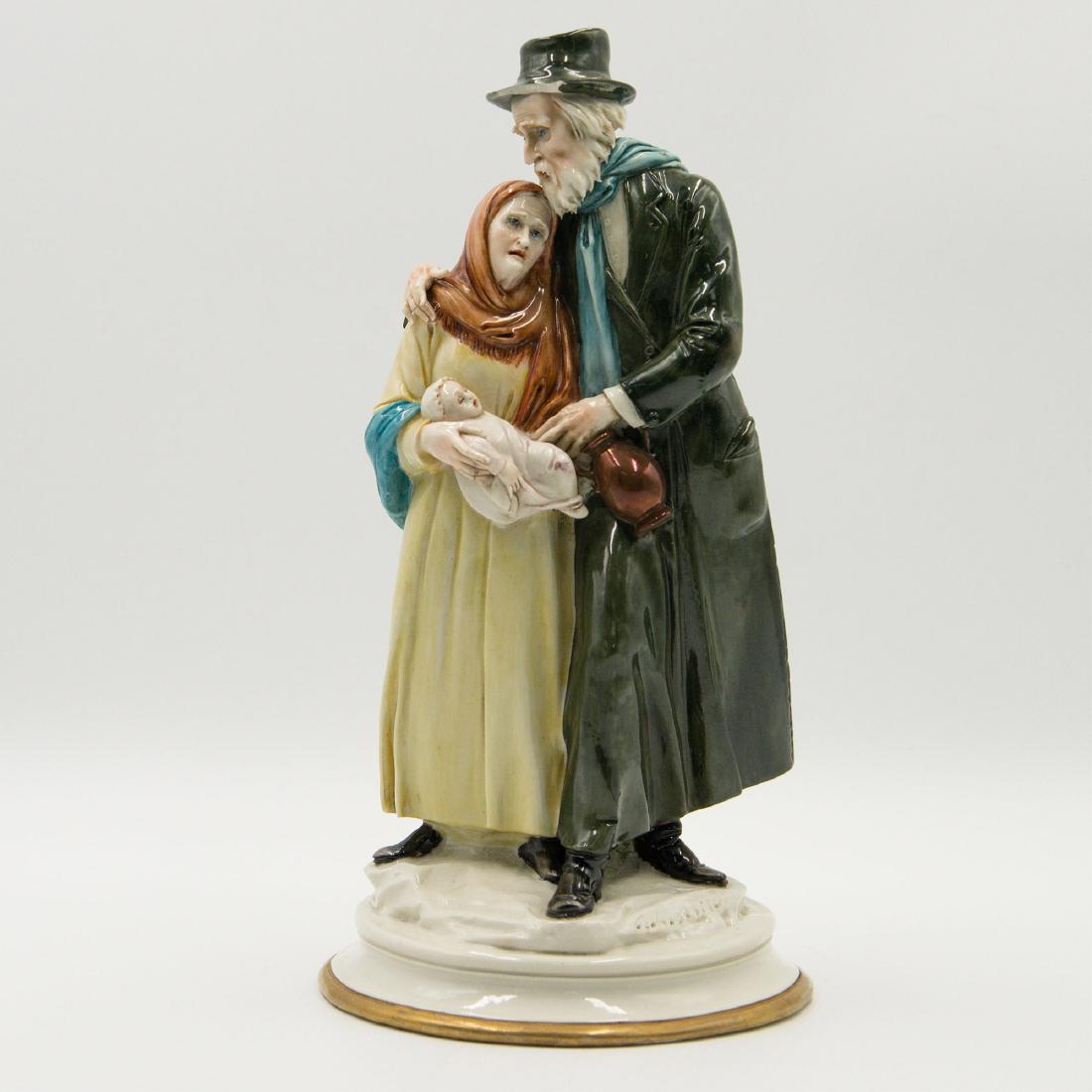 Capodimonte Cedraschi Italy Porcelain Figurine: Capodimonte Cedraschi Italy Porcelain Figurine Group. Circa 1970s. Signed on the front and marked on the back =; Country of Origin: Italy; Size: 11"H x 5 3/4"D