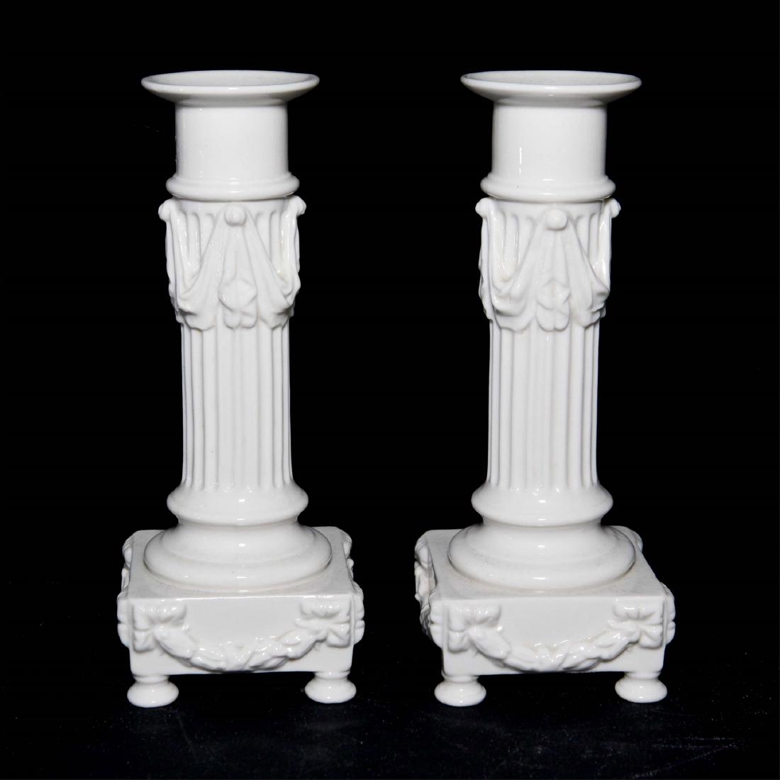 Pair of Nymphenburg Bavaria Porcelain Candlesticks (1 of 3)