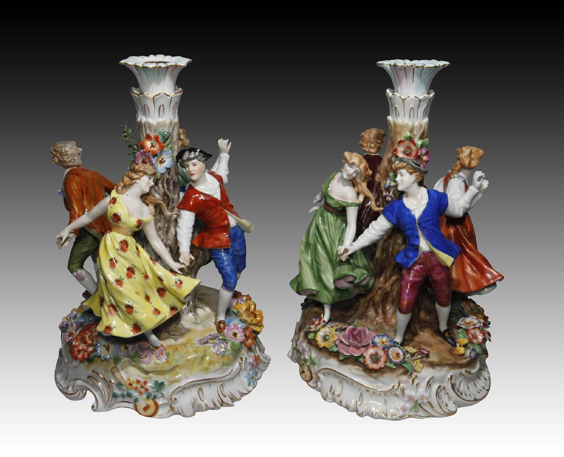 Pair of Von Schierholz German Porcelain Candelabra (1 of 4)