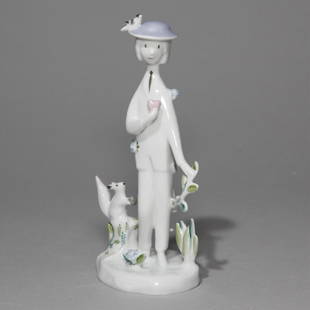 Rosenthal Figurine Boy with Heart Raymond Peynet: Rosenthal Studio Line Porcelain Figurine "Boy with Heart" by Raymond Peynet. Circa 1955-1965. 6.5"H x 3"L x 2.5"W =; Country of Origin: Germany