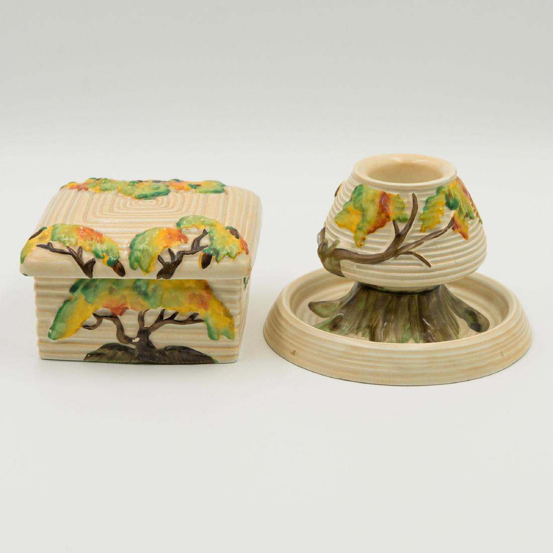 2pc Carlton Ware England Pottery Candlestick Box (1 of 4)